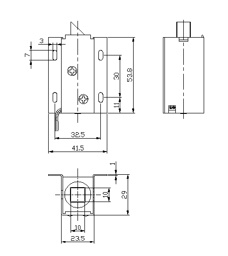 帶信號感應(yīng)開關(guān)推拉式門鎖電磁鐵尺寸圖