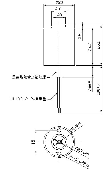 24V小型直動式電磁閥尺寸圖