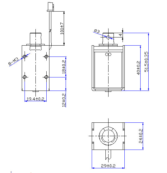 線材刻字機(jī)用電磁鐵,刻字機(jī)用框架推拉電磁鐵-尺寸圖